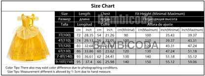 2025 Cosplay Belle Princess Dress Girls Dresses For Beauty and beast Party Clothing Magic stick crown Costume 3-12Y