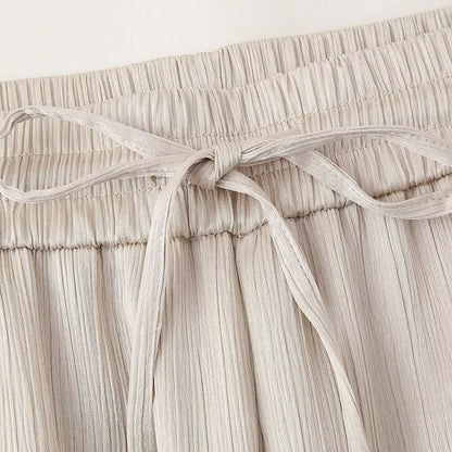 Conjunto de chaqueta y pantalón de traje cruzado con efecto arrugado para mujer, primavera y verano 2024, estilo europeo y americano