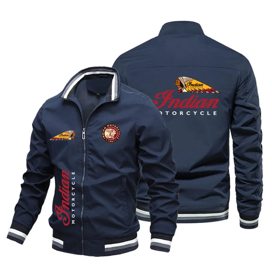 Chaqueta suelta de manga larga con cuello de ocio estampado 2024, traje de motocicleta para hombre, moda de carreras deportivas al aire libre, primavera y otoño nuevo.