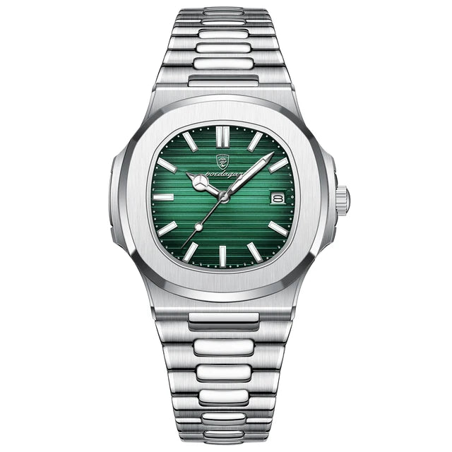 Poedagar-2022 New Luxury Quartz Watch Men Business Waterproof Watches Male Luminous Date Stainless Steel Square Watch 
