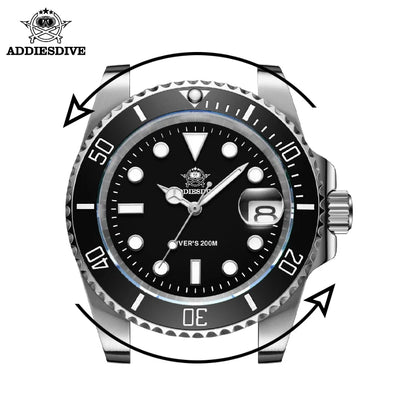 ADDIESDIVE Men's Classic Watch with Ceramic Bezel 200m Water Resistant Casual Quartz Watch BGW9 Blue Luminous Gift Watch MY-H3-2