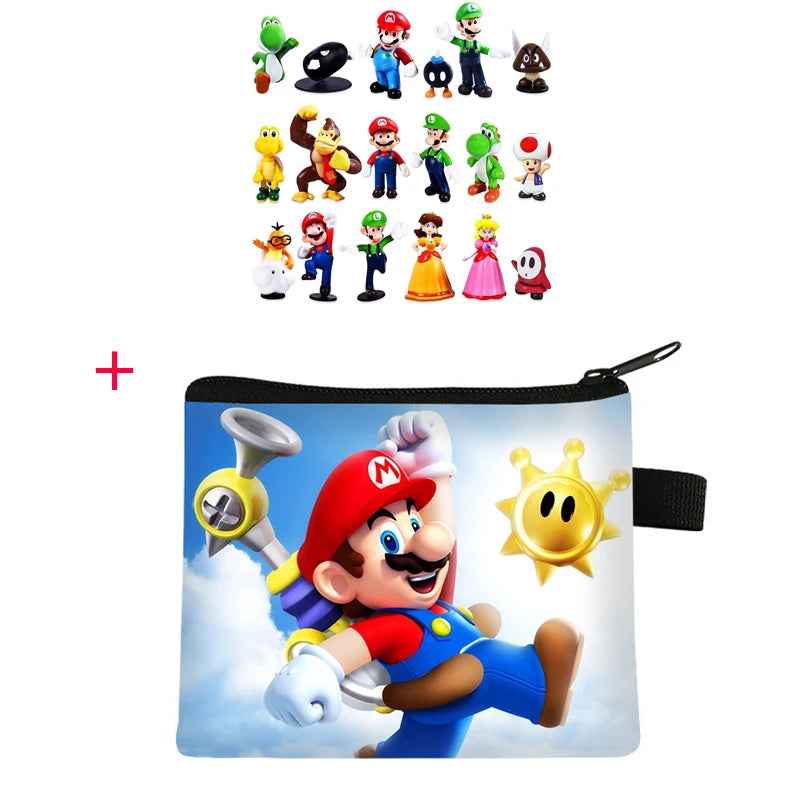 Figuras de acción de Super Mario Bros. de PVC, set de 6 unidades, Luigi, Yoshi, Donkey Kong, Mushroom, para niños, regalos de cumpleaños