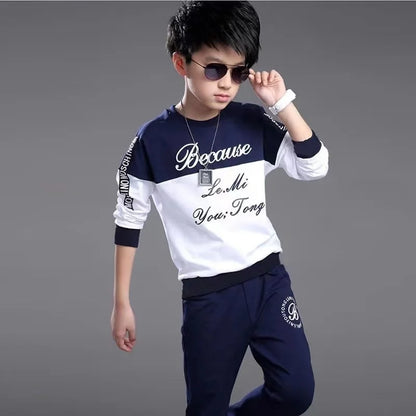 2024 New Boys Clothes Sport Suit Casual Sets Autumn Letter Children Winter Kids Tracksuit Spring + pants 5 6 7 8 9 10 11 12 year