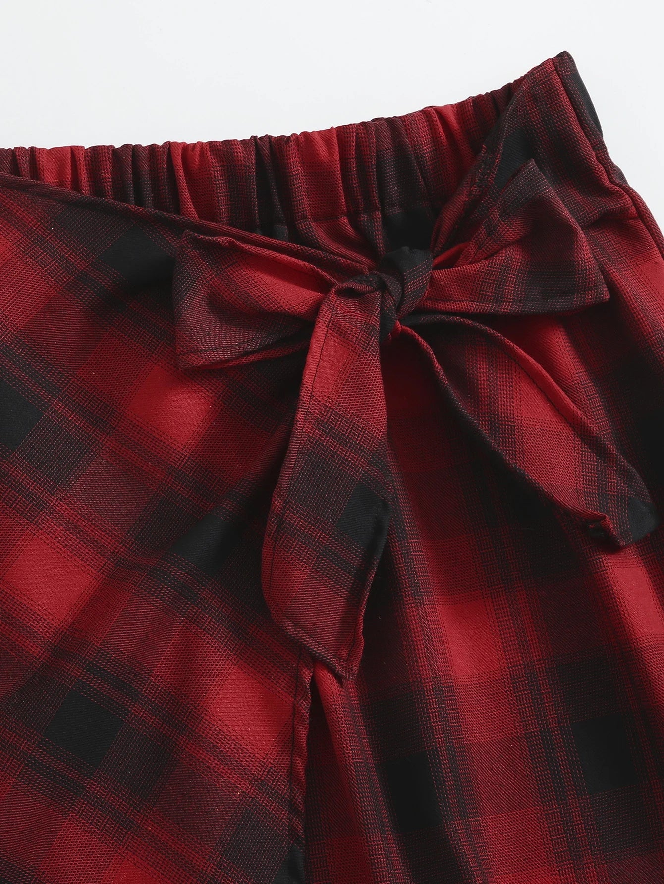 Plus Size Elastic Waist Summer Spring Casual Bandage Plaid Skirt Women Bow Front Vintage Checked Mini Skirt Plus Size Bottoms
