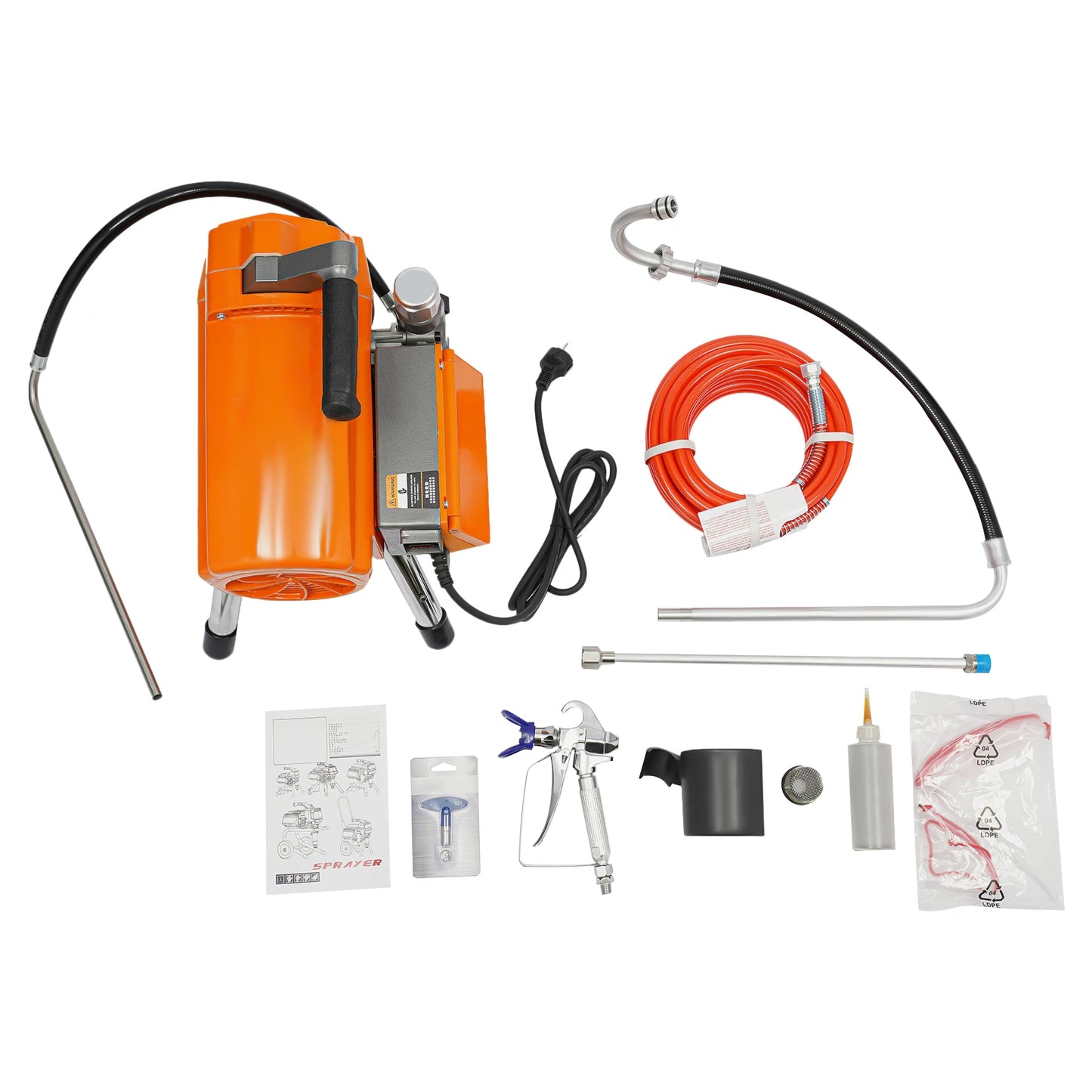 Pulverizador de pintura sin aire de 3000 W, pistola pulverizadora de alta presión, alcance de 35 cm, 2,7 l/min, 220 V, 50 Hz, 3000 psi, 23 MPa. 