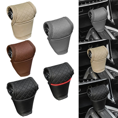 1pc Car Gear Shift Cover PU Leather Shift Lever Cover Gearbox Shifter Knob Protector Automobiles Interior Accessories