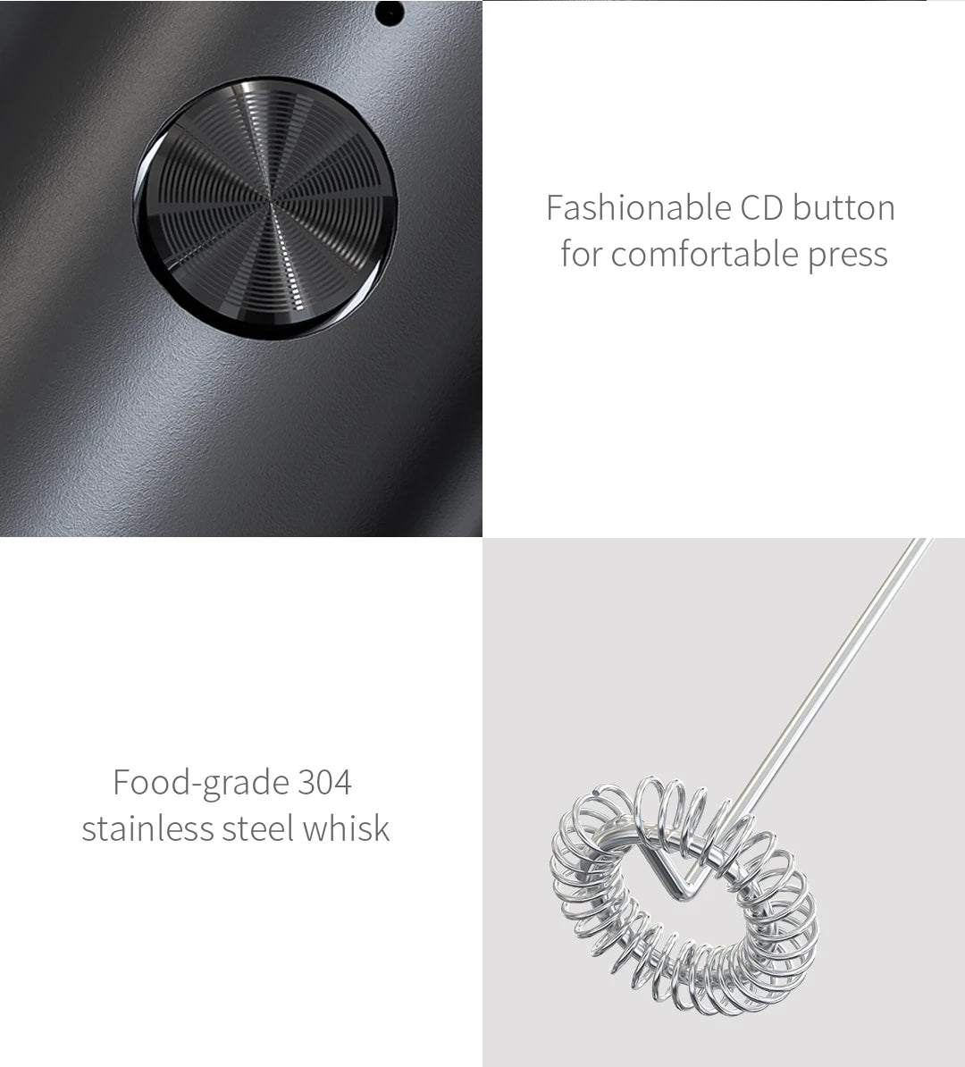 Electric Milk Frother Coffee Frother USB-C Rechargeable Electric Whisk Powerful Mini Drink Mixer