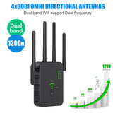 Repetidor WiFi inalámbrico de 1200 Mbps, amplificador de señal WiFi de doble banda 2,4 G, 5G, amplificador WiFi Gigabit 802.11ac, enrutador WPS.