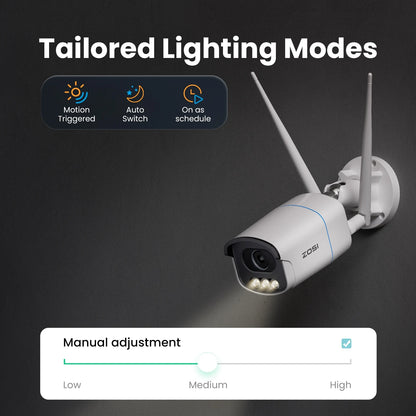 ZOSI C186A 4K 8MP/5MP Aurora Lux WiFi Camera True Full Color Night 2.4/5GHz WiFi AI Detection Outdoor HD CCTV Video Surveillance