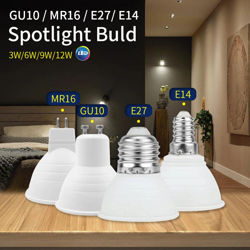 1/4/6/10pcs LED Spotlight GU10 MR16 E27 E14 220V High Lumen 3000K/4000K/6000K LED Light Lamp For Home Decoration Replace