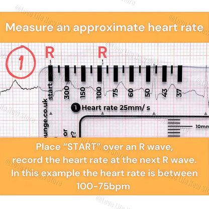 ECG 7 Step Ruler, Ruler Card for ECG/EKG Interpretation, Portable Pocket ECG EKG Reference Guide with Sheath, Emergency tool
