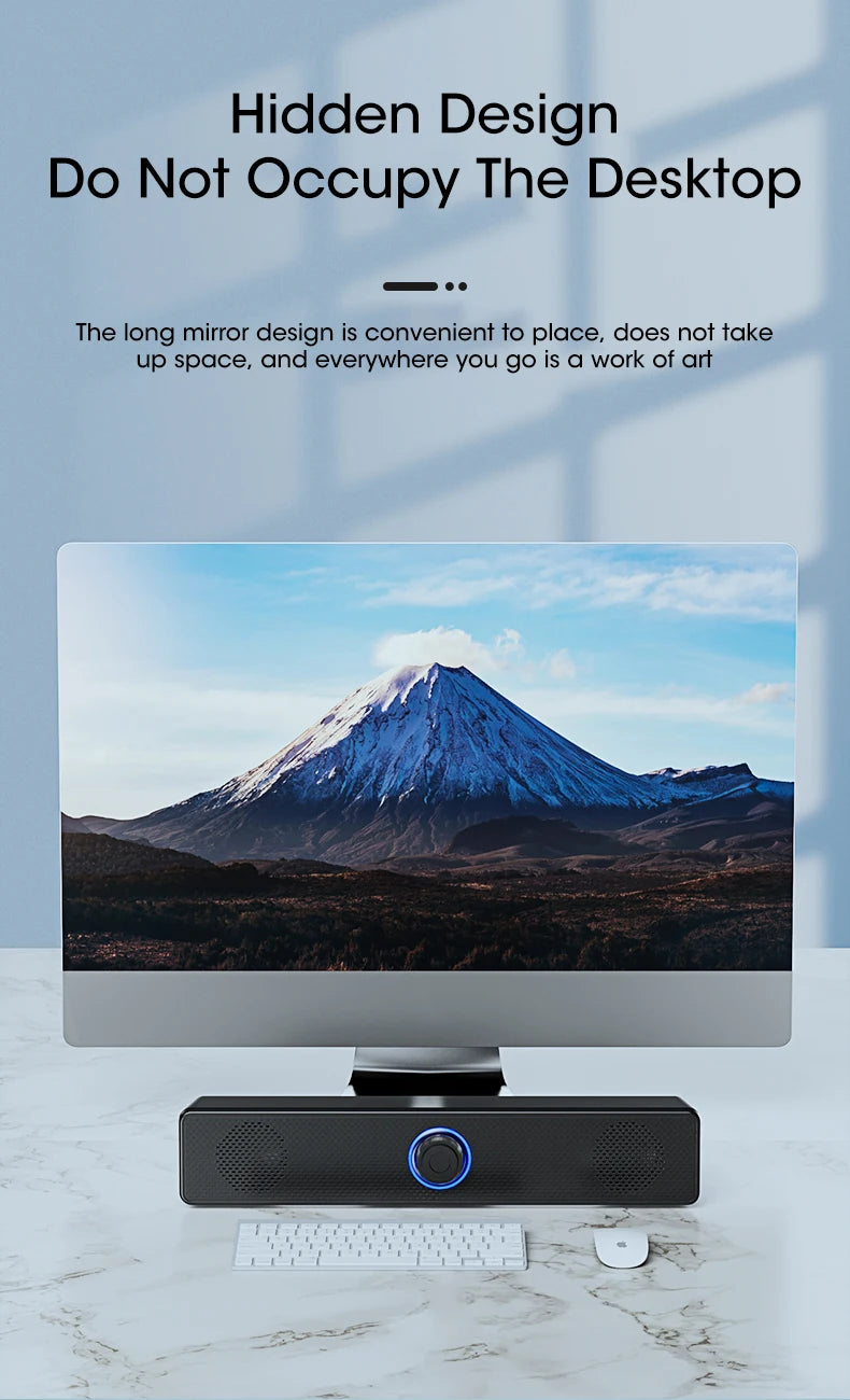 Barra de sonido para PC con cable e inalámbrica, altavoz Bluetooth, barra de sonido alimentada por USB para TV, PC, portátil, juegos, cine en casa, sistema de audio envolvente