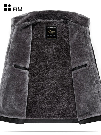 YN-2365 Autumn/Winter Men's Natural Leather Jacket Thickened Fur Integrated Business Casual Top Black Coffee Middle Aged Youth