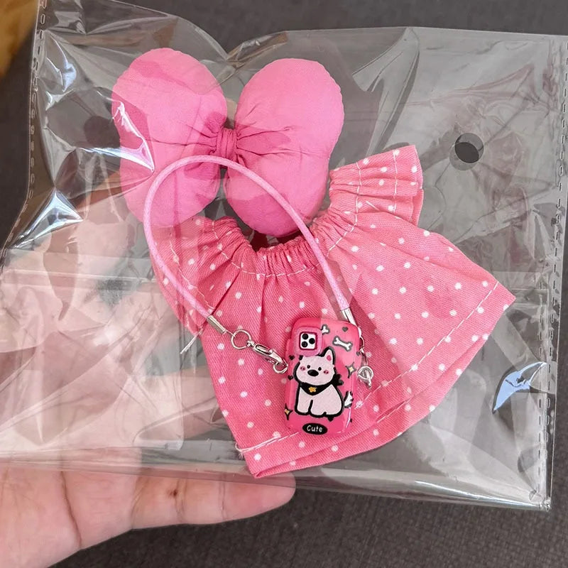 For 17cm Labubu Doll Luxury Brand Design DIY Accessories Dress Sweater Overalls T-shirt Hat Set For Labubu Trendy Clothing Gift