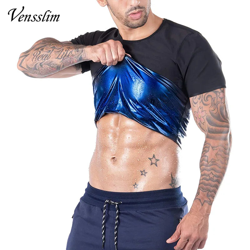 Vensslim Men's Sauna Suit Sweat Heat Trapping Workout Fat Burner Vest Slimming Body Shaper Tank Top Waist Trainer Fitness Corset