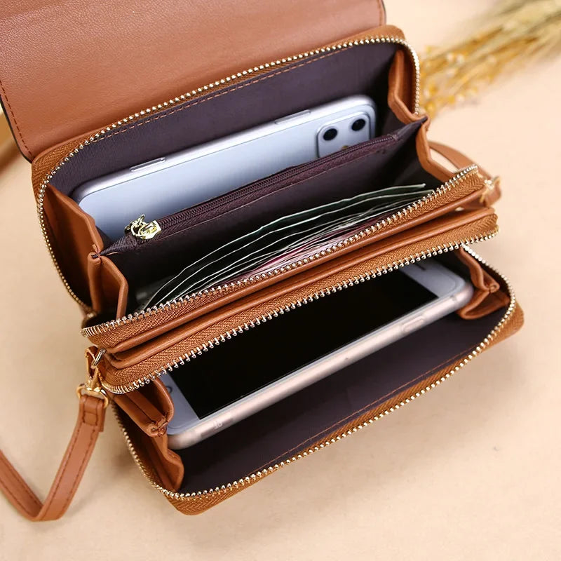 Nuevos bolsos de piel sintética para mujer, multifuncionales, de gran capacidad, tipo bandolera, a la moda, para teléfono