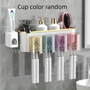 Toothbrush Holder With Squeezer Perforation-free Bathroom Shelf Mouthwash Cup Toothbrush Holder
