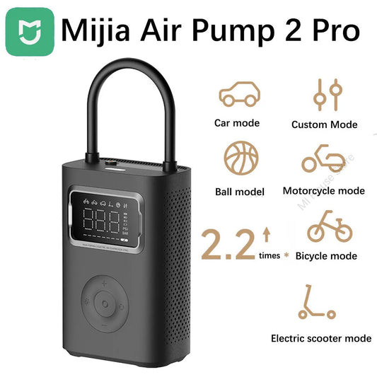 Mijia Air Pump 2 Pro Mini compresor de aire eléctrico portátil Treasure Type-C LED multiherramienta inflador para motocicleta, coche, fútbol