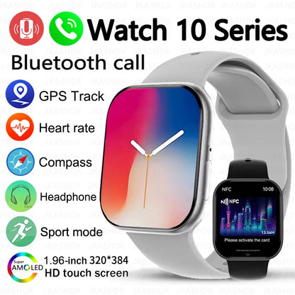 New For Apple Watch 10 GPS NFC Smart Watch Men Women Wireless Charging BT Call Waterproof HD AMOLED Smartwatch For Android IOS