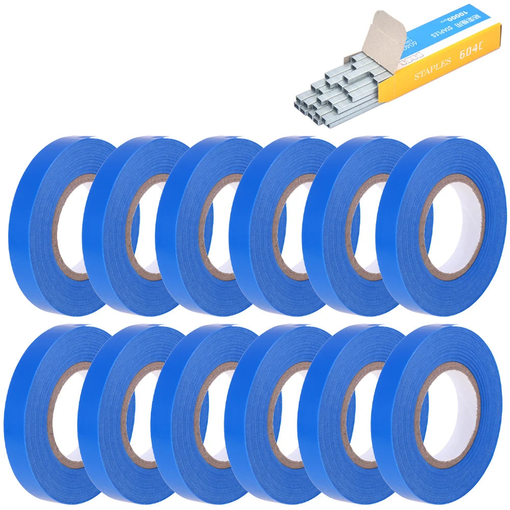 10/20Pcs Plant Branch Tie Tape Hand Tying Binding Tools with 1 Box Staple For Garden Tying Machine Vegetable Fruit Tree Tapenter