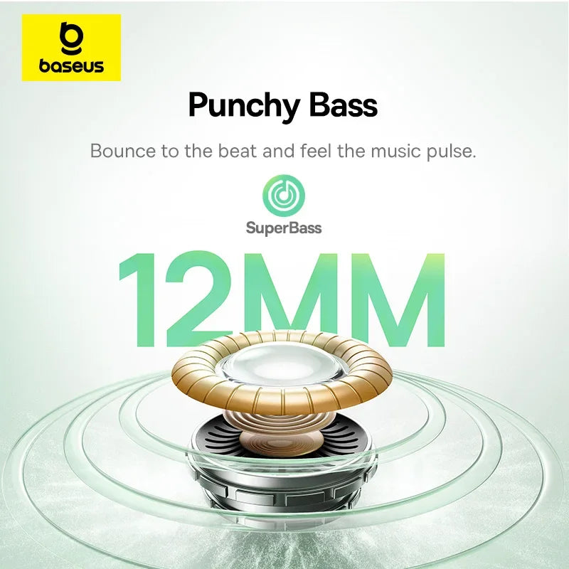 Fones de Ouvido True Wireless Baseus Bass EP10 NC – Cancelamento de Ruído ANC de -43dB, Bluetooth 6.0, Intra-auriculares, 4 Microfones com ENC