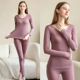 Roupa interior térmica quente para senhoras, Long Johns, conjuntos em forma, gola média feminina, roupas para moldar, íntimas sensuais