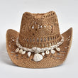 Summer Hand-Woven Straw Hat for Women Shell Decoration Holiday Beach Sun Hat Panama Hat for Women