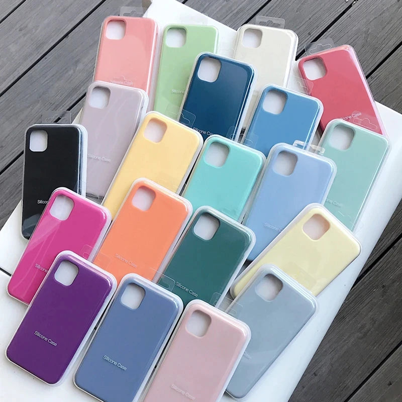 Original Silicone Cases For iPhone 16 15 12 14 13 Pro Max 15 16 Plus logo Case For Apple iPhone 11 14 15 16 Pro Cover