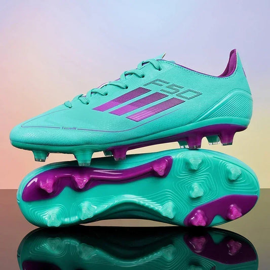 Botas de fútbol de entrenamiento para hombre, botas de fútbol para césped artificial, botas de fútbol profesionales unisex para exteriores, antideslizantes, transpirables para fútbol sala