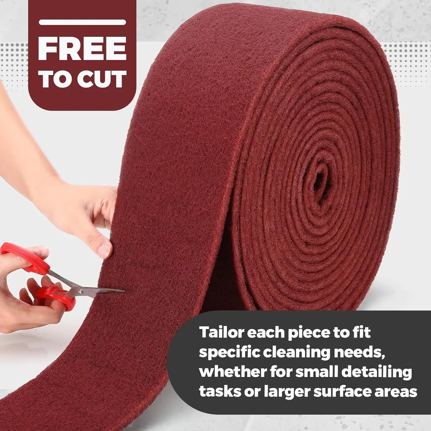 5inch X 3.28 Feet Chestnut Red Universal Scouring Pad Roll, Does Not Damage Surfaces, Abrasion-Resistant Cleaning Roll, Used for Paint Primer Pre-Treatment, Cleaning Stubborn Stains in Kitchens and Bathrooms, and Surface Prep