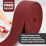 5inch X 3.28 Feet Chestnut Red Universal Scouring Pad Roll, Does Not Damage Surfaces, Abrasion-Resistant Cleaning Roll, Used for Paint Primer Pre-Treatment, Cleaning Stubborn Stains in Kitchens and Bathrooms, and Surface Prep