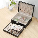 Portable Jewelry Box Jewelry Organizer Display Travel Jewelry Case Boxes Button Leather Storage Zipper Jewelers Display Holder