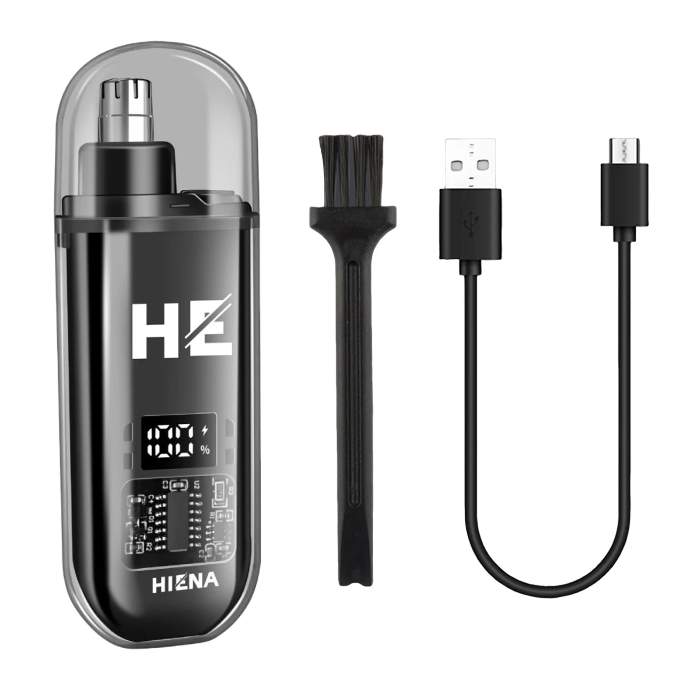 Recortador de vello nasal eléctrico HIENA, recargable, mini, de bolsillo, para nariz, orejas, afeitado, recortador de cejas, corte de cabello en seco y húmedo.