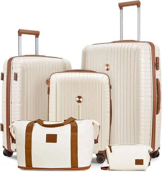 PP Hard Shell Lightweight Durable Luggage Sets, Travel Suitcase with Duffel Bag and Toiletry Bag, TSA Lock, Spinner Wheels