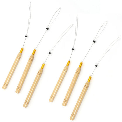 5 pçs ferramentas de extensões de cabelo laço agulha puxando gancho ferramenta agulha threader loop ferramenta para silicone microlink contas micro anel