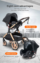 Newest Baby Stroller 3 in 1 Lightweight High Landscape Baby Carriage Aluminum Frame Travel System with Car Seat Pram for Newborn