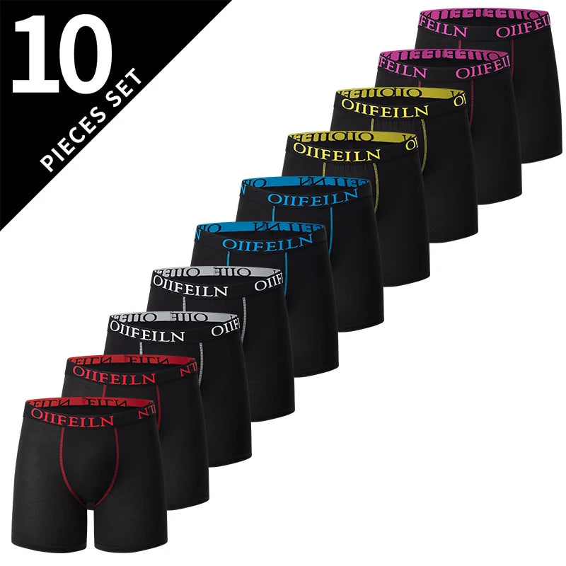4/5 /10 Pcs Fashionable Men's Long Underwear Casual Boyshort Youth Sports Shorts Comfortable Breathable Stretch Shorts Underwear