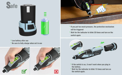 WORKPRO 12V Cordless Rotary Tool With Charger 5-speed 2.0Ah Mini Electric Grinder Machine Polishing Tools  & 114 Accessories
