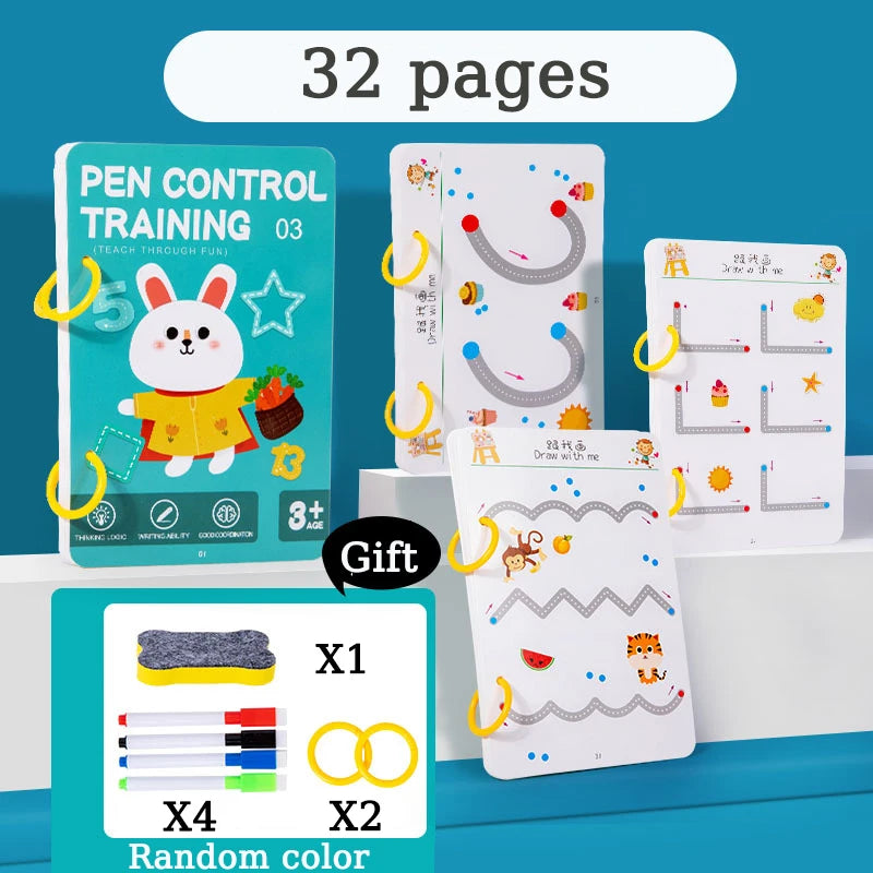 Magical Tracing Workbook Children Montessori Drawing Book Education Reusable Magic Practice Copybook Pen Control Training Book
