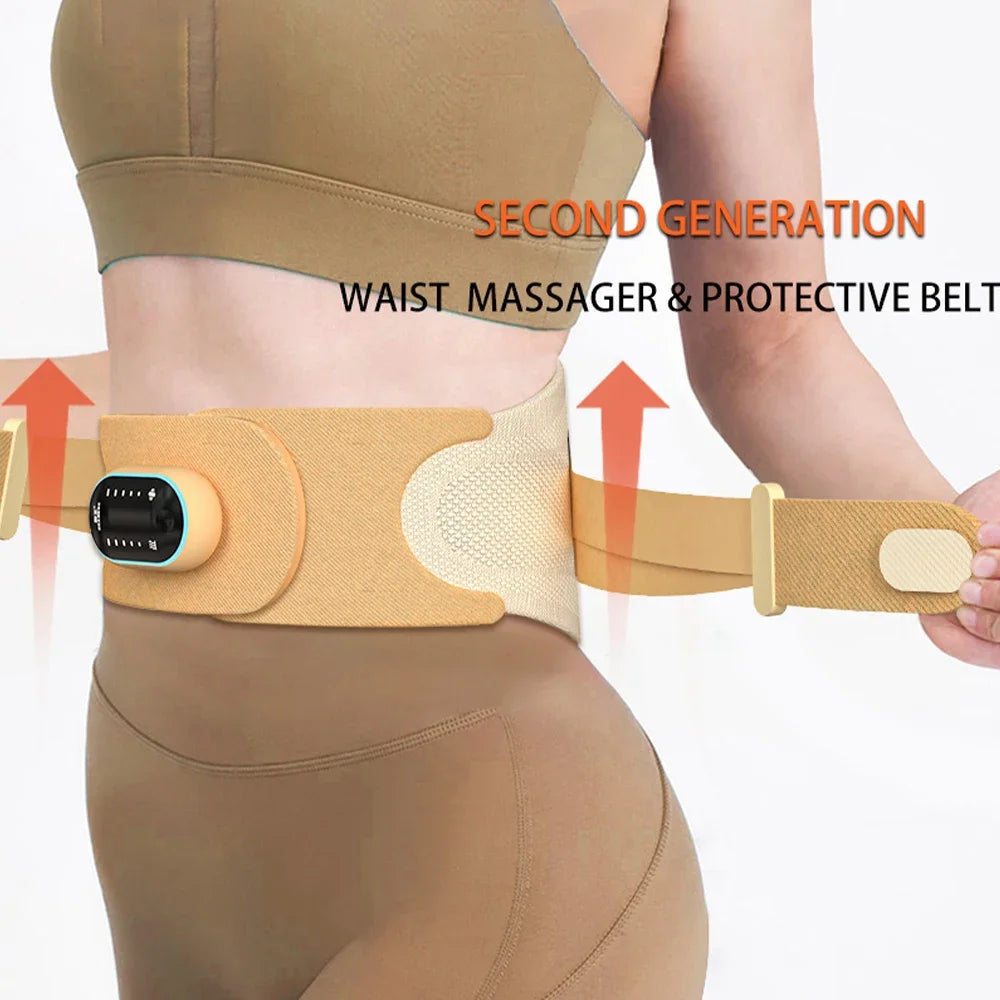 Cinturón de soporte lumbar ajustable para salud y bienestar, con percusión muscular, transpirable y protección lumbar, masajeador adelgazante con calor.