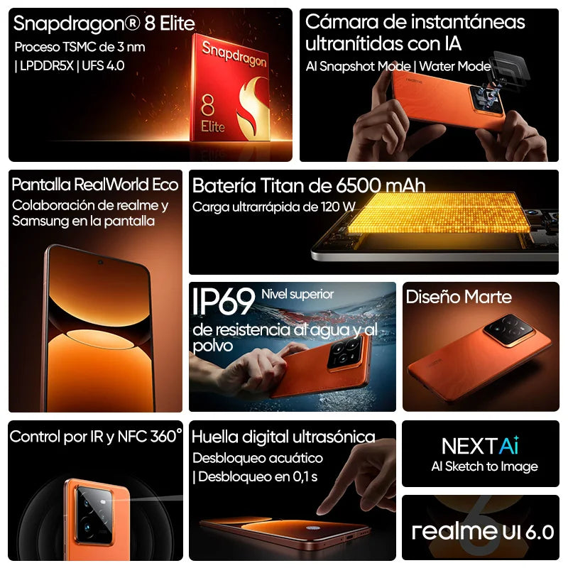 realme GT 7 Pro Smartphone 5G Global Version Snapdragon 8 Elite 6.78'' 120Hz Eco OLED Screen 120W SUPERVOOC 50MP Camera NFC GPS