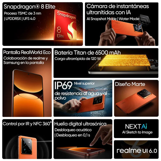 realme GT 7 Pro Smartphone 5G Global Version Snapdragon 8 Elite 6.78'' 120Hz Eco OLED Screen 120W SUPERVOOC 50MP Camera NFC GPS