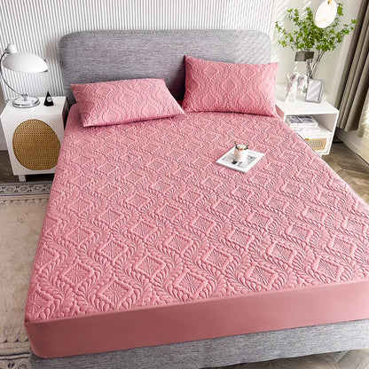 Waterproof Mattress Protector Thicken Fitted Bed Sheet Breathable & Noiseless Mattress Pad for Twin/Double/Queen/King Size Beds