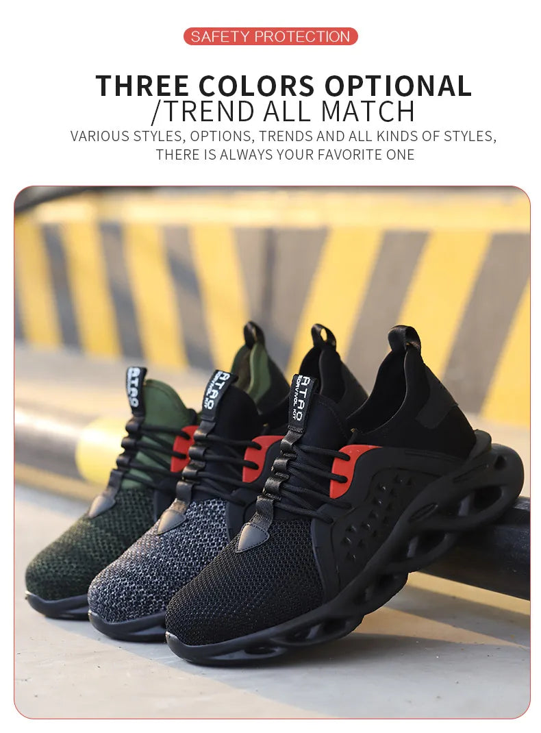 Men Safety Footwear Indestructible Shoes Sneakers Steel Toe Protective Boots Anti-smash Anti-puncture Work Safety Anti-slip Shoe