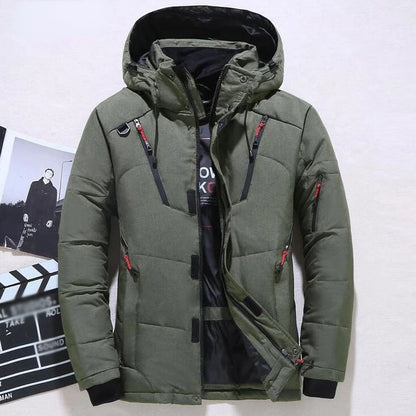 Chaqueta de plumón de 20 grados para hombre, parka de invierno para hombre, chaqueta de plumón de pato blanca con capucha para exteriores, abrigo de nieve acolchado grueso y cálido de gran tamaño M-4XL