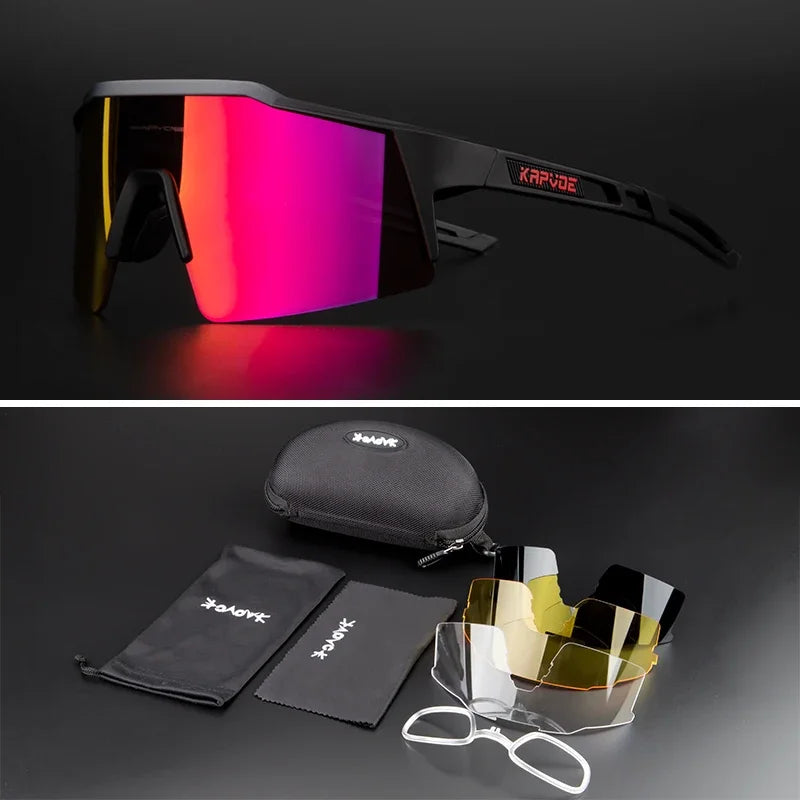 Men Women Polarized 4 Lens Sunglasses Cycling Bike Glasses Bicycle MTB Goggle Outdoor Sport Eyewear Anti-Glare Uv400 Equipment