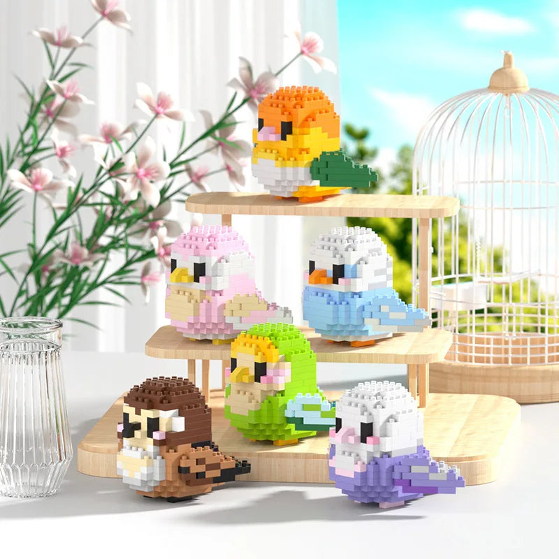 Parrot Micro Building Blocks Bird Cockatiel Budgerigar DIY Assembled Pigeon Macaw 3D Model Mini Brick Figures Toys For Kids