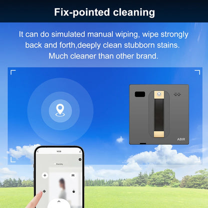 Robot limpiacristales ABIR WD8, doble pulverización de agua, memoria inteligente, alta succión al vacío, sensor láser, ideal para limpiar cristales de paredes del hogar.