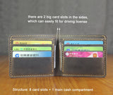 Luxury Handmade 100% Genuine Leather Men Wallet Purse Short Money Clip with Coin Pocket Male Money Bag Multi-Card Wallet Vintage