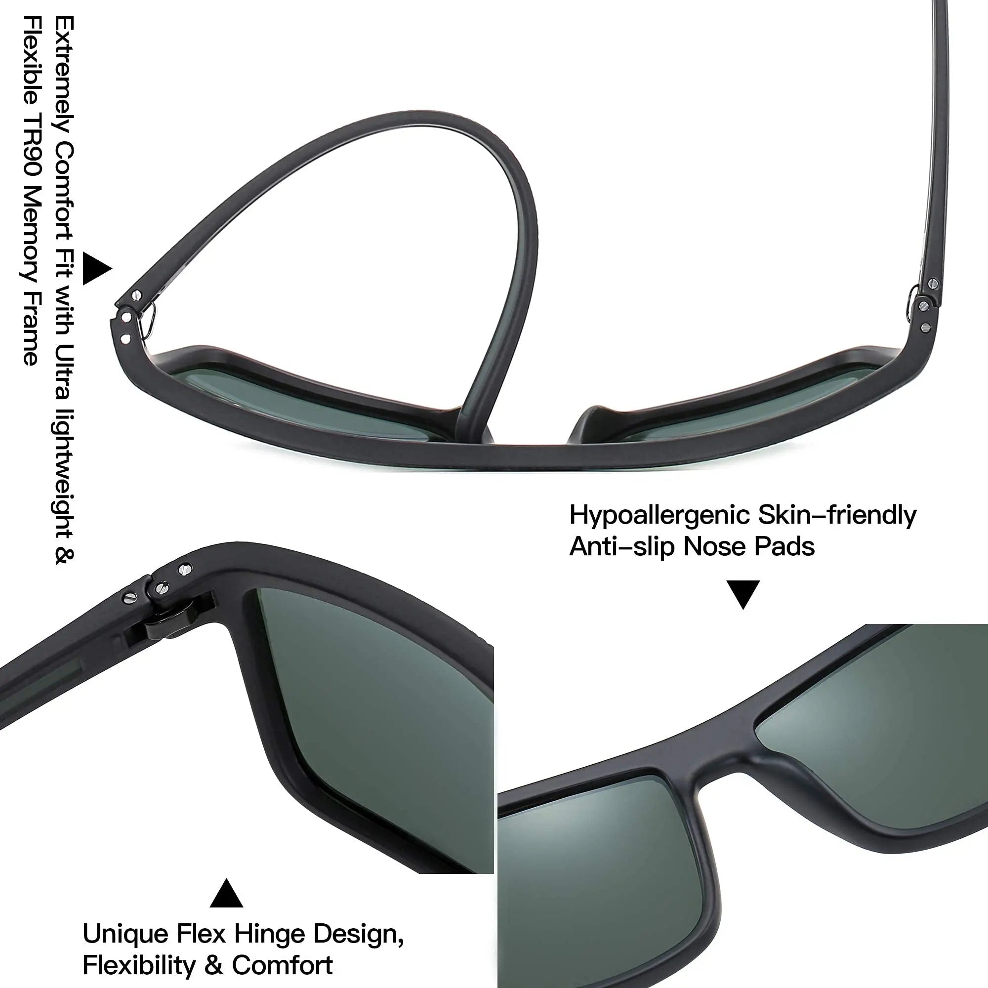 ZENOTTIC Polarized Sunglasses for Men Shades Lightweight TR90 Frame UV400 Protection Square Outdoor Travel Driving Sun Glasses